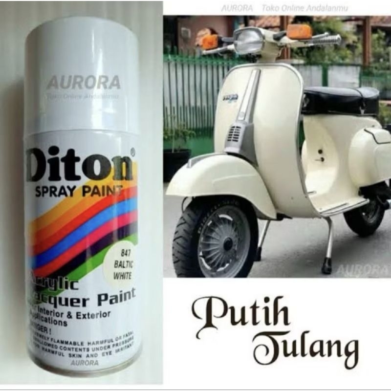 Flowbeeshop Cat Pilok Diton Spray Paint 847 Baltic White 300Ml Putih Tulang Ivory Cream Krem Baltik