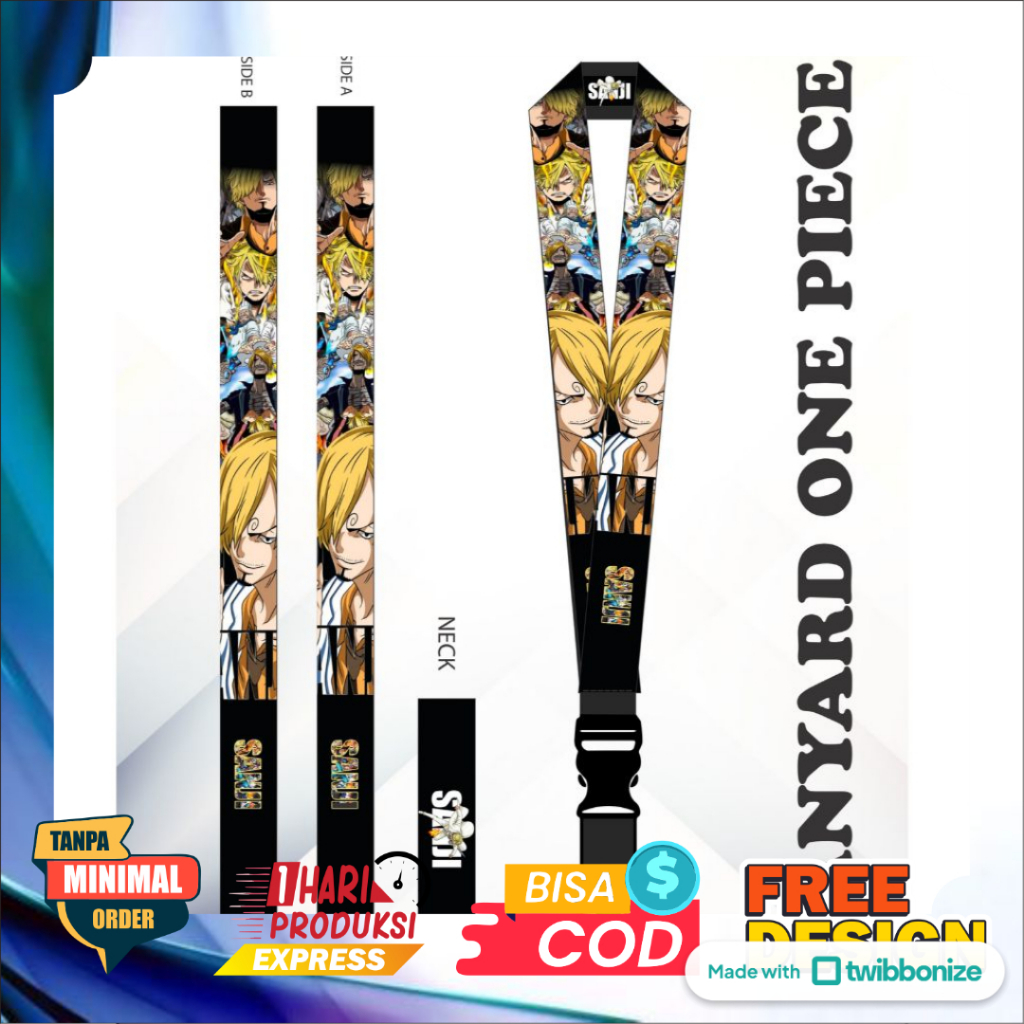 

One Piece Gear 5 SANJI Lanyard Gantungan id card Printing name tag Murah Satuan