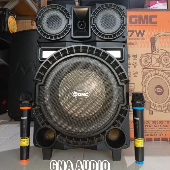 Speaker GMC 897W free 2 mic wireless