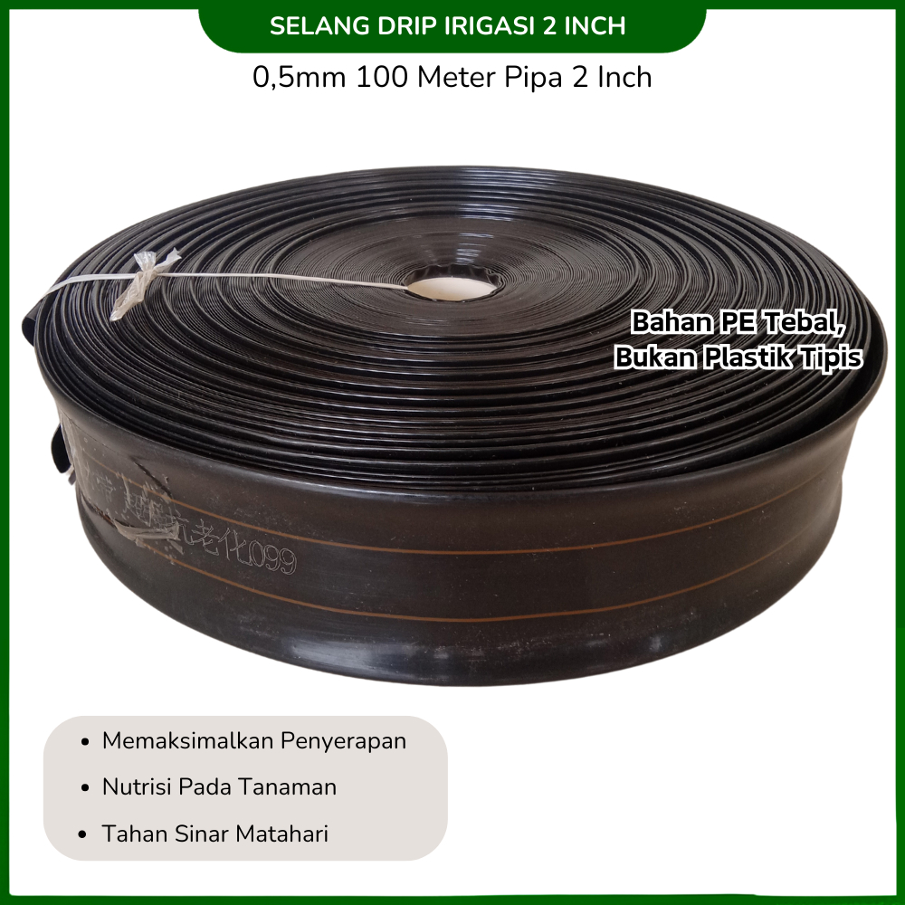 Selang Drip Irigasi Pertanian Panjang 100 Meter Lubang Pipa 2 Inch Selang Irigasi Perkebunan