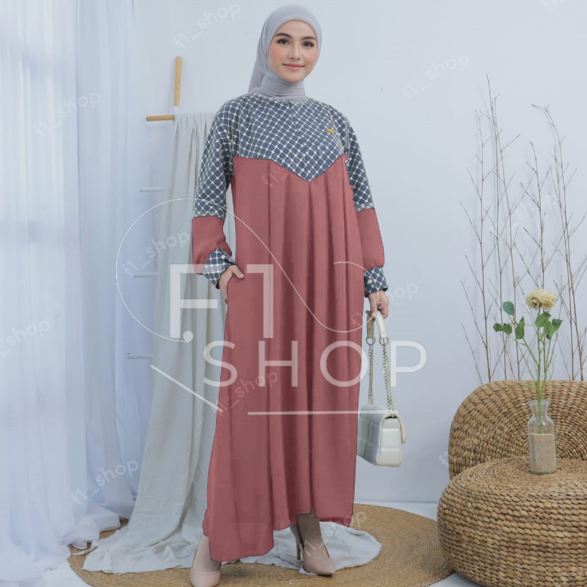 Kayla Dres Wanita Kekinian Baju Gamis Dewasa Terbaru Bahan Cringkel Airflow Brukat
