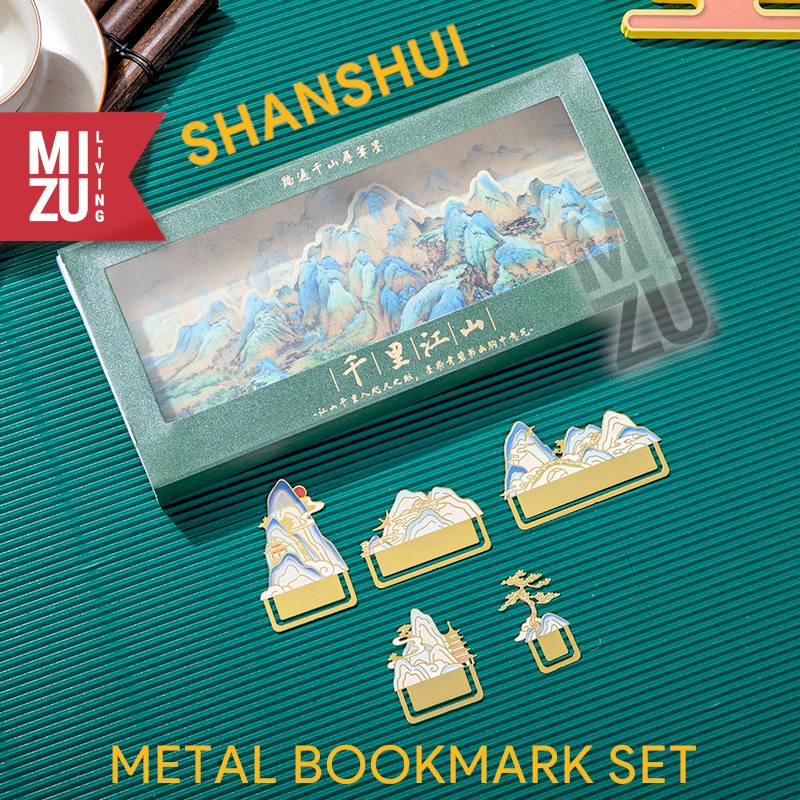 

MIZU SHANSHUI SET Metal Bookmark Gift Set Penanda Buku Diorama Set Hadiah Souvenir Present