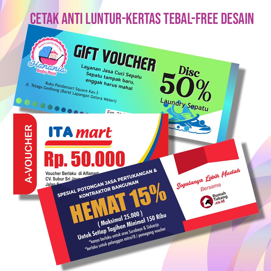 

CETAK VOUCHER BELANJA / KARTU MEMBER / VOUCHER GIFT / VOUCHER DISKON