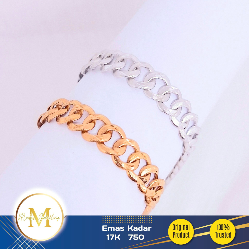 MODIS JEWELLERY - Gelang Sisik Naga Ringan Putih Rosegold - Emas 17k 750