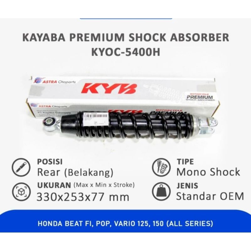 Shock Breaker Vario 125 / Beat F1 / Pop KYB KYOC 5400H Shock Belakang Vario KYB
