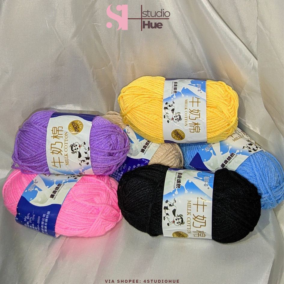 Benang Rajut Milk Cotton 5 Ply Katun Quality Impor 50 Gram Yarn Crochet Yarn