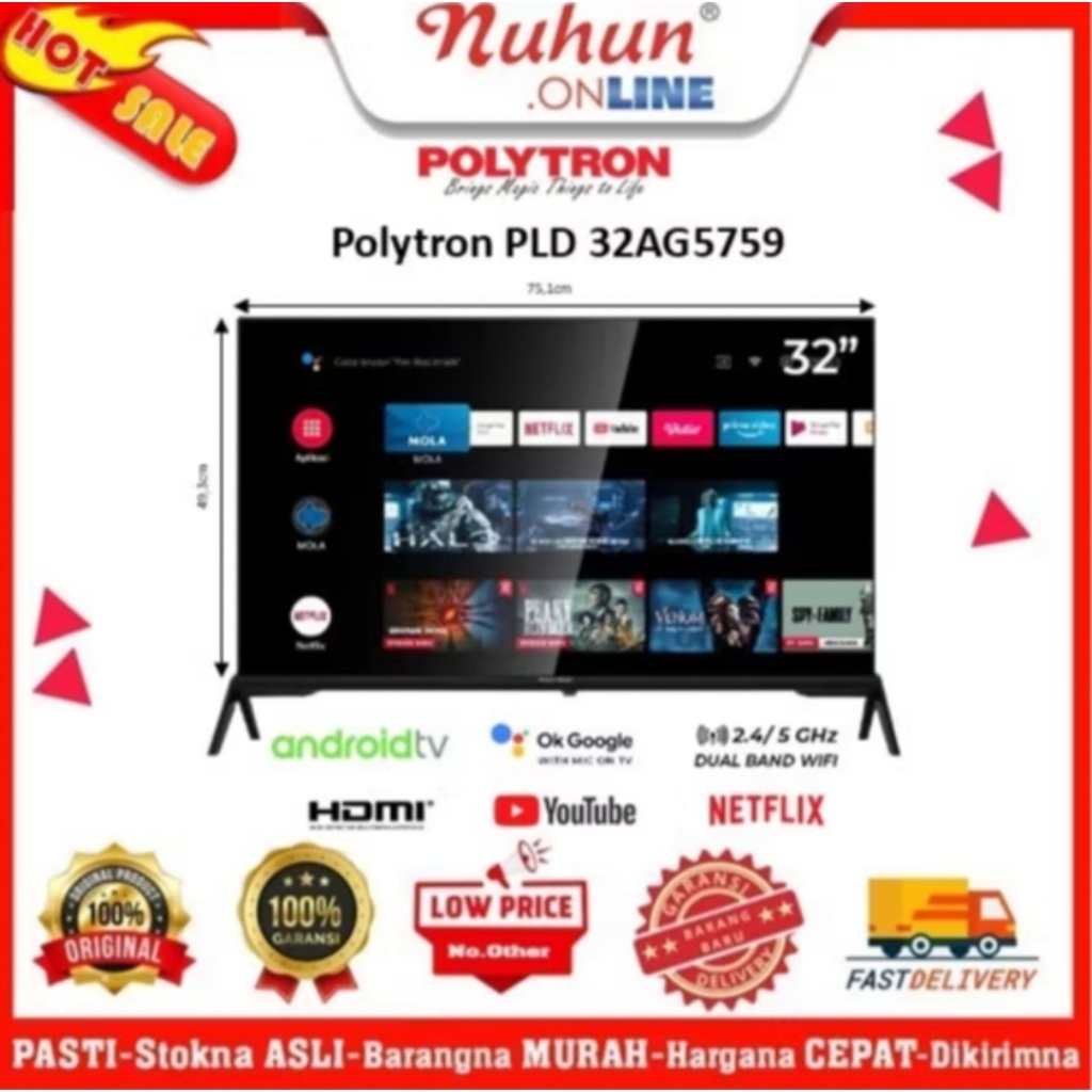 POLYTRON Smart Android TV 32 Inch PLD 32AG5759