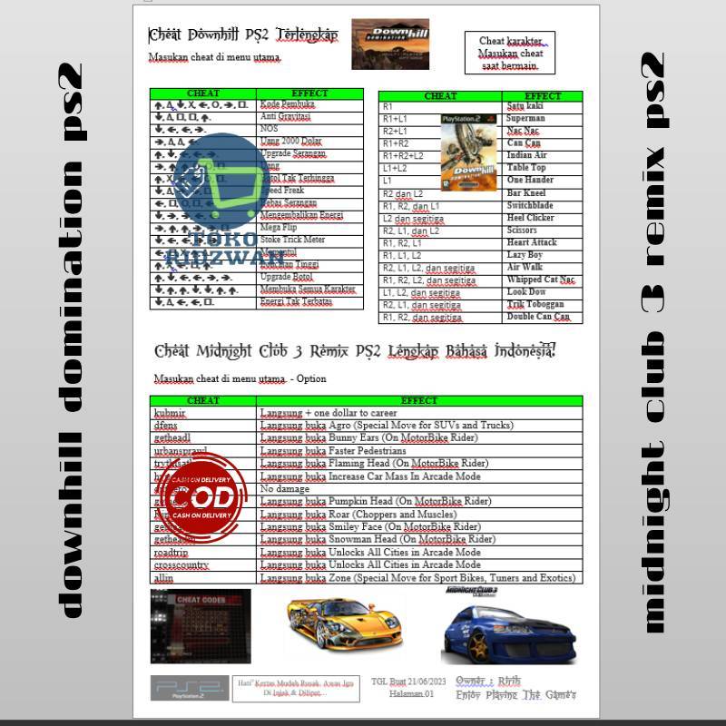 kode cheat ps2 password paketan downhill and midnight club remix 3 dub edition ps2