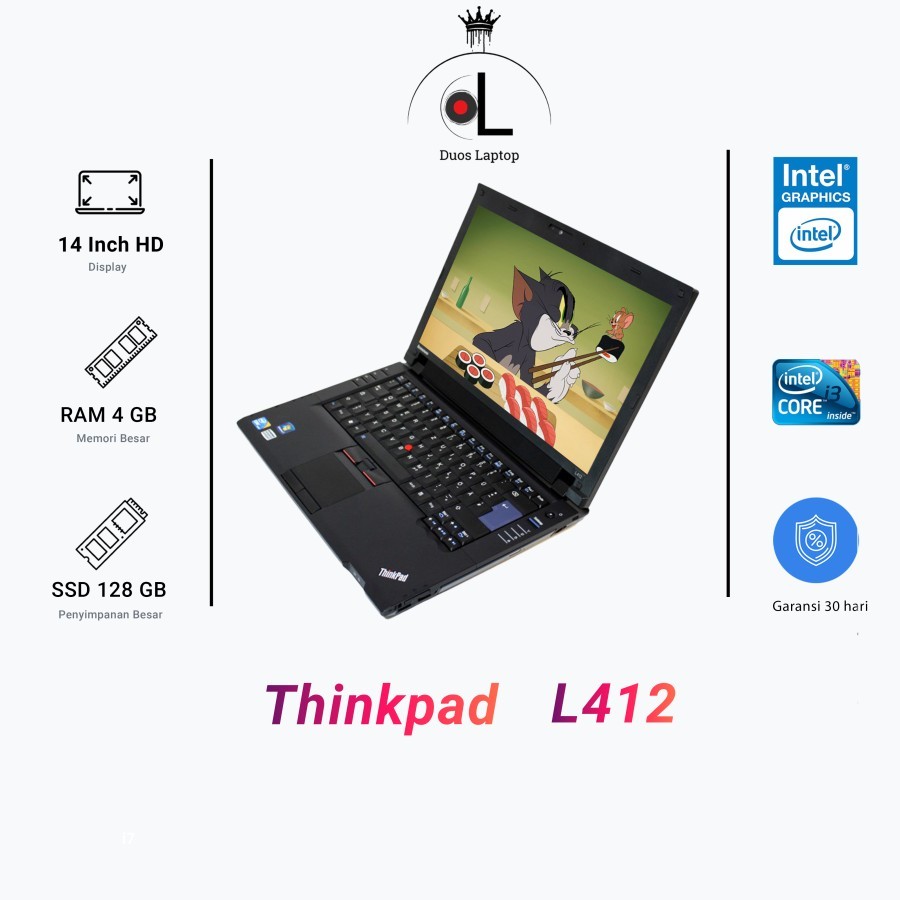 Lenovo Thinkpad L412 Core I3 Gen 1 | Ram 4 GB HDD 500 GB | Laptop Nugas | Second Bergaransi