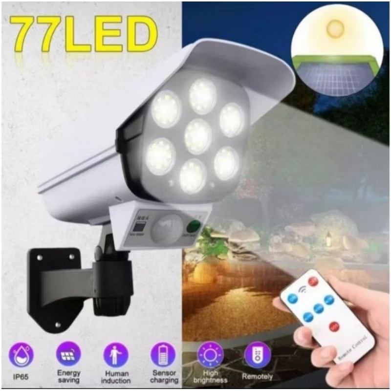 Lampu Led Sorot Solar Cell Otomatis Sensor Cahaya Gerak PIR Remote - Lampu LED Canggih Sensor/Solar
