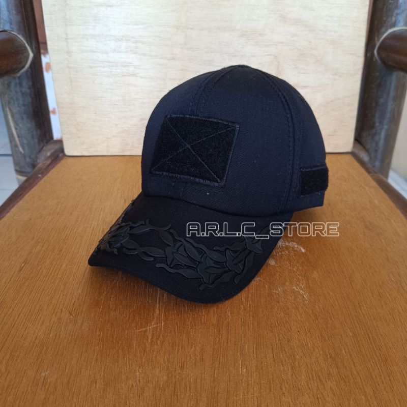 topi tactical pamen tni ad hitam polos full ripstop cotton baseball caps ploking