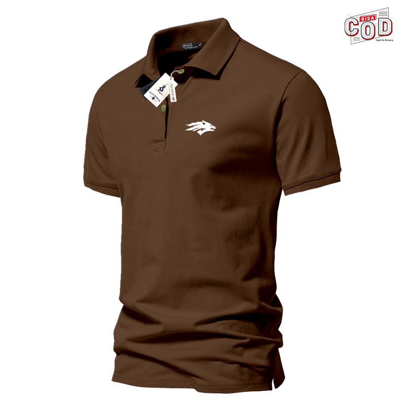COD T-shrit POLO kerah Nevada Logo Kiri Putih Kaos Kerah Dewasa Shirt | Kaos Wangki Pria Polo Unisex