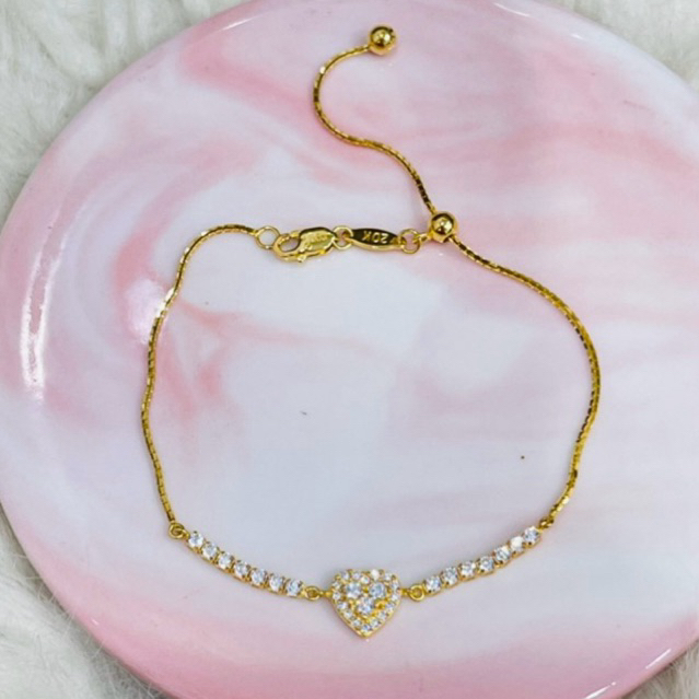 gelang serut love listring permata simple elegant emas asli kadar 875