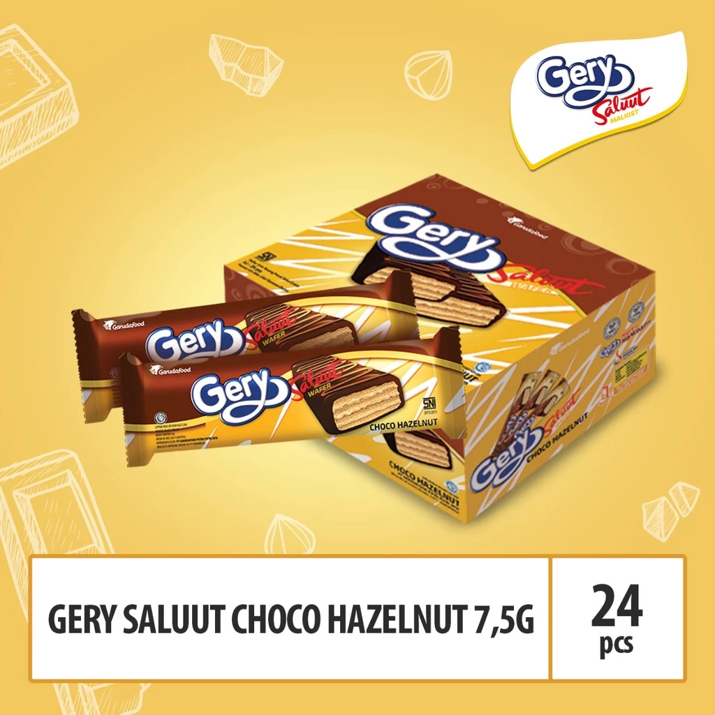 

Gery Saluut Wafer Chocolate Hazelnut Box isi 24 Pcs @ 7,5 gr