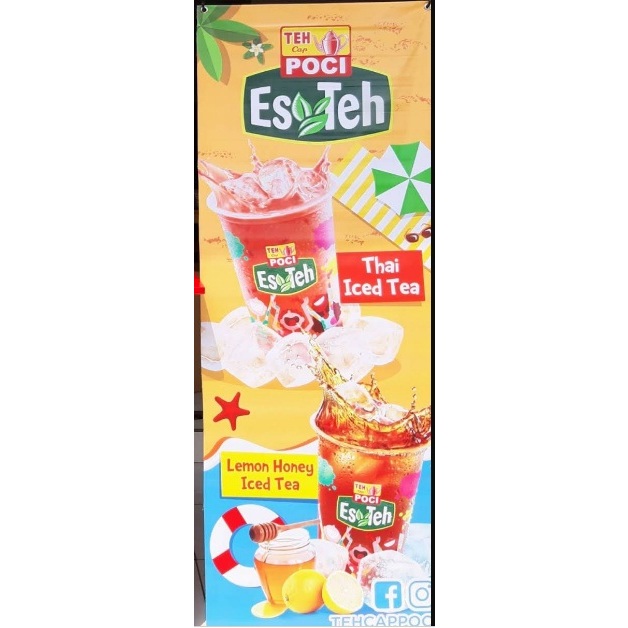 y banner teh poci, x baner, spanduk, ASLI 100%