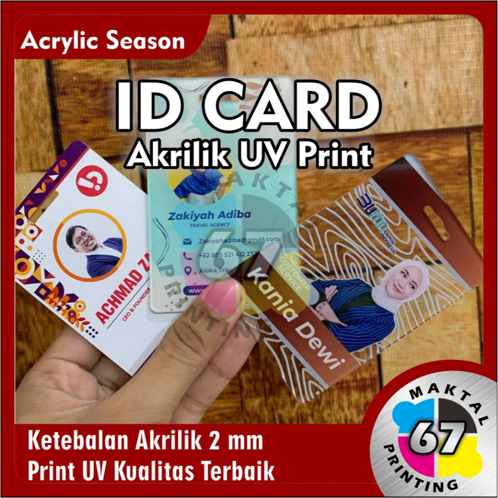 Custom ID Card Akrilik UV | ID Card Perusahaan Kokoh | ID Card Karyawan