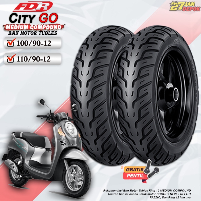 BAN MOTOR MATIC FDR CITY GO RING 12 TUBLES BAN MOTOR TUBELESS DEPAN BELAKANG SCOOPY FREEGO RING 12