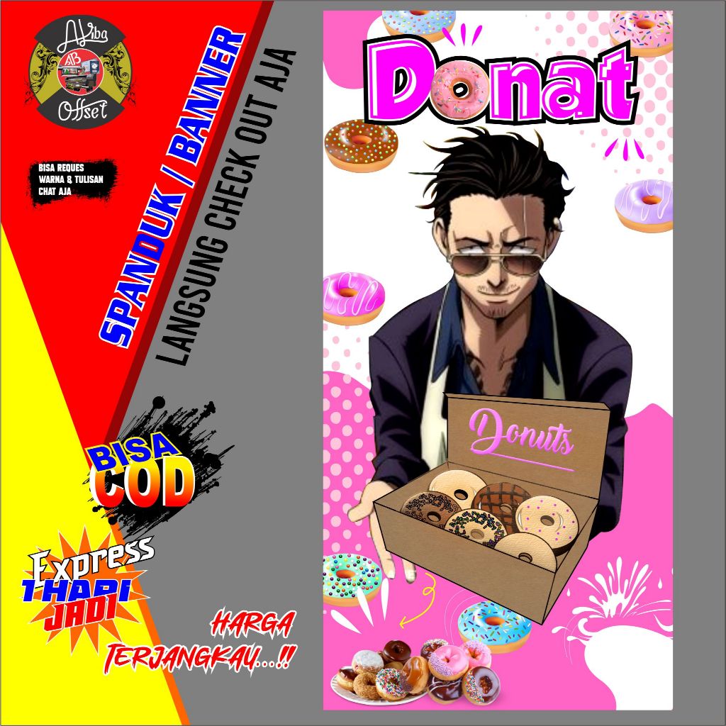 SPANDUK BANNER DONAT KARTUN