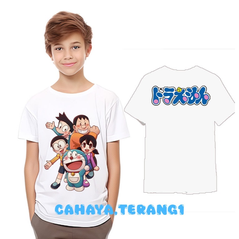 (GRATIS STIKER) T-SHIRT BAJU KAOS BAYI & ANAK DISTRO UMUR 3-13 TAHUN-MOTIF KEREN KARTUN ANIME DORAEM