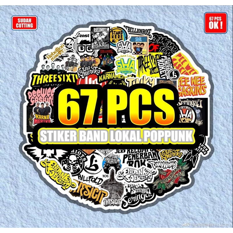 

67pcs stiker pack band local stiker aesthetic stiker case hp helm laptop koper dll
