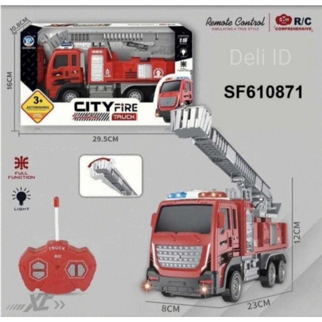 Mainan Anak Kendaraan Mobil Remot Kontrol Remote Control Truk Pemadam Kebakaran City Fire Truck Skal