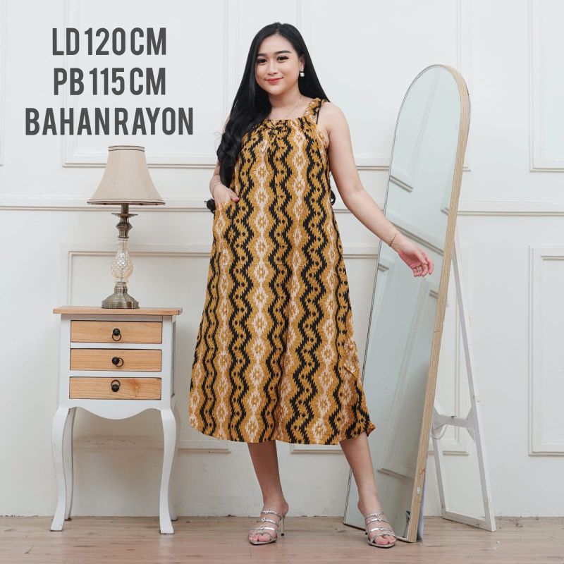 yukensi wanita jumbo LD 120 bahan rayon tanpa lengan kekinian