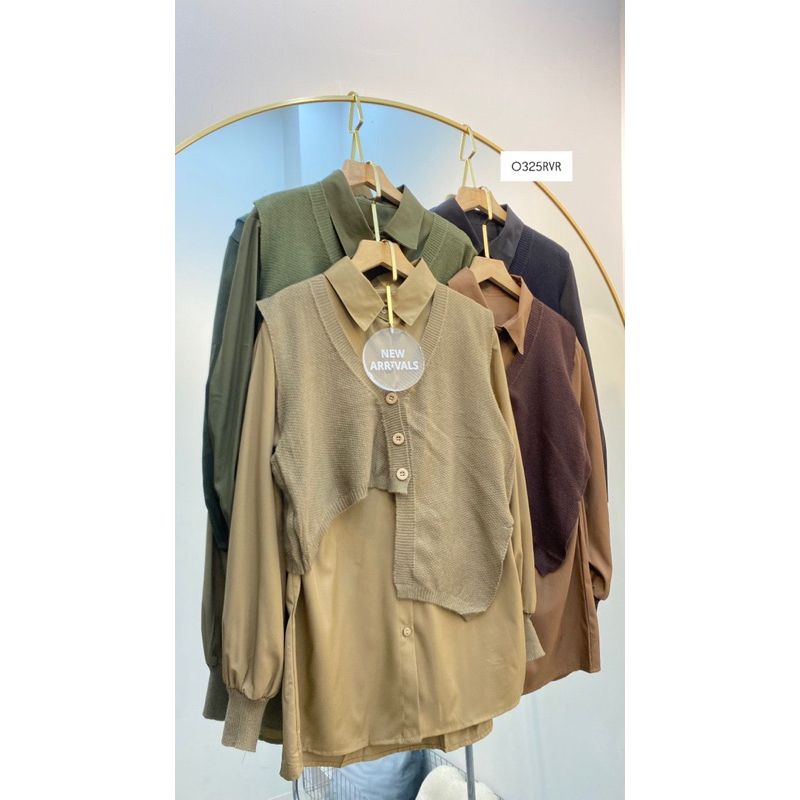 KEMEJA WANITA MODEL ROMPI POLOS LENGAN PANJANG LD 100-115CM