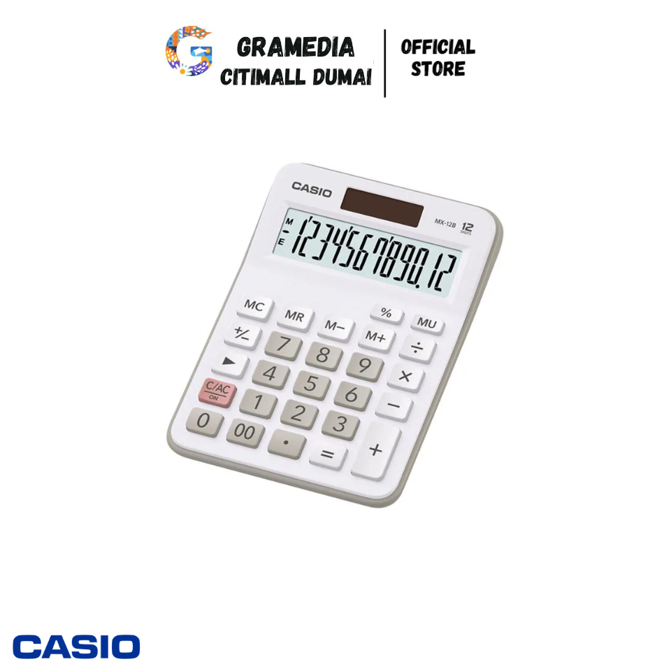 

CASIO CALCULATOR MX 12B WHITE - Kalkulator Kantor Dagang 12 Digits (Original) Gramedia Citimall Dumai