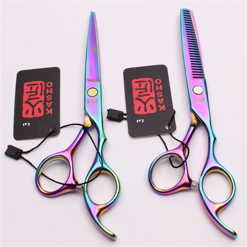 Gunting rambut Kasho,Kasho Gunting Rambut Set Profesional Bahan Stainless Steel Ukuran 6 Inci Untuk 