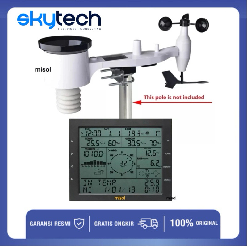 Misol weather station wind speed direction temperature humidity rain