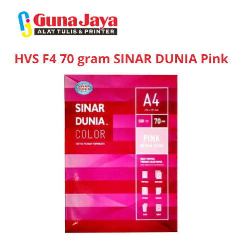 

HVS F4 70 gram SINAR DUNIA Pink - Kertas HVS F4 70g Warna Pink SINAR DUNIA