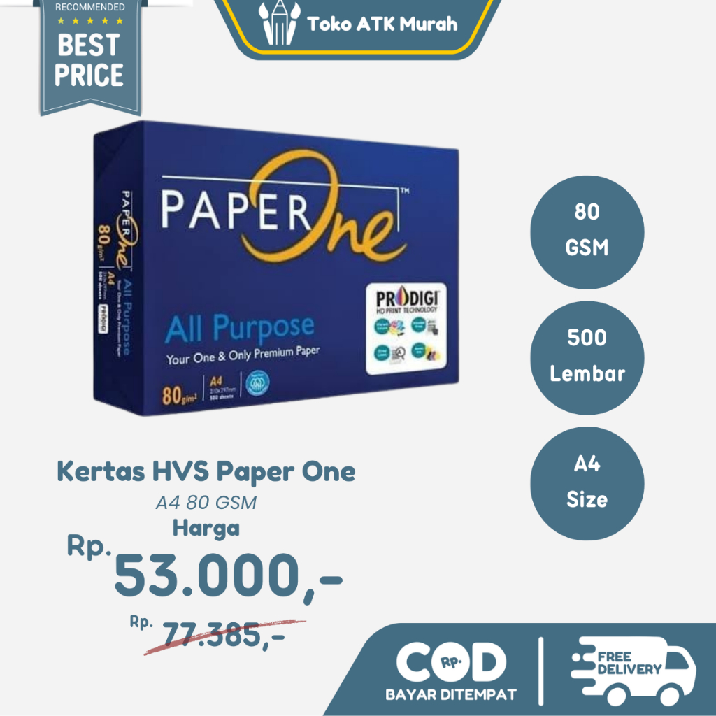 

Kertas Paper One A4 80 gram/Kertas Fotokopi/Kertas Print