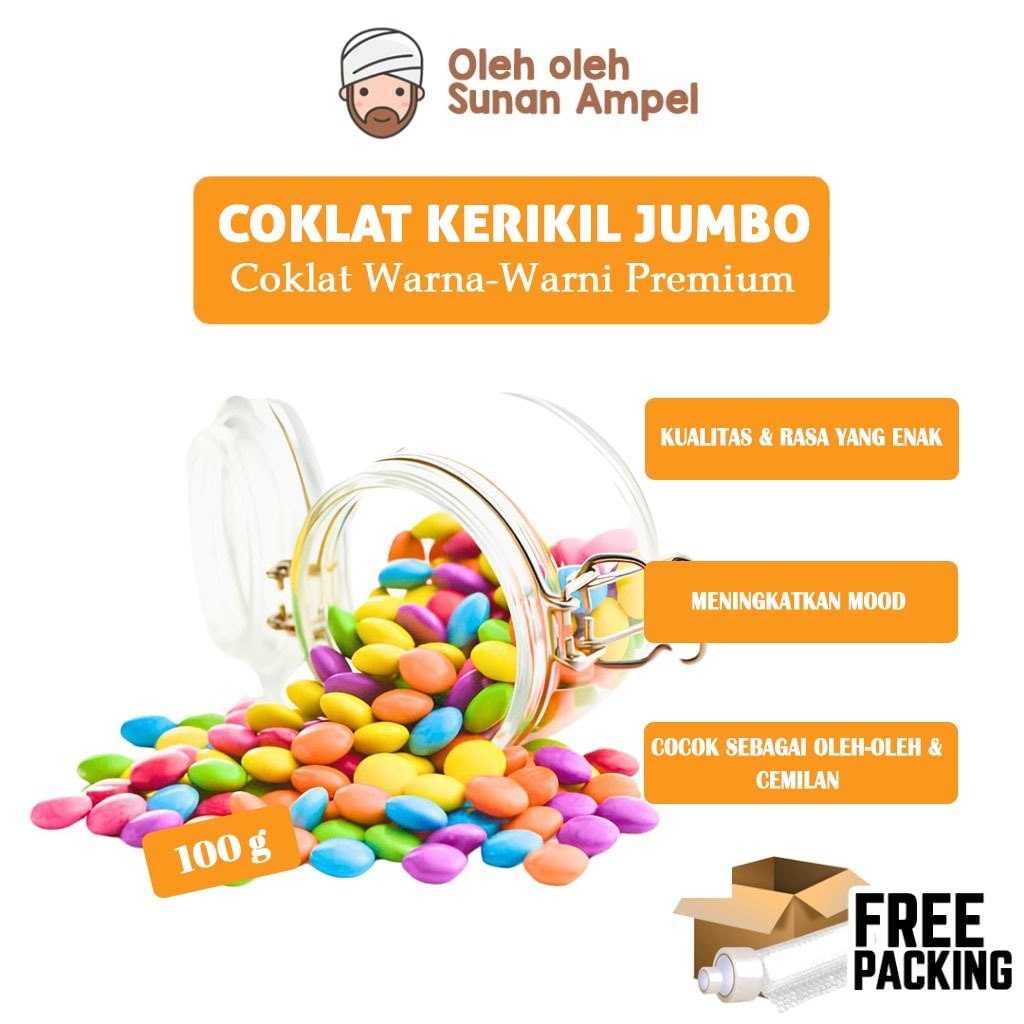 

Coklat Kerikil Jumbo 100 g Warna Warni Rasa Manis Sebagai Oleh Oleh Khas Coklat Turkey