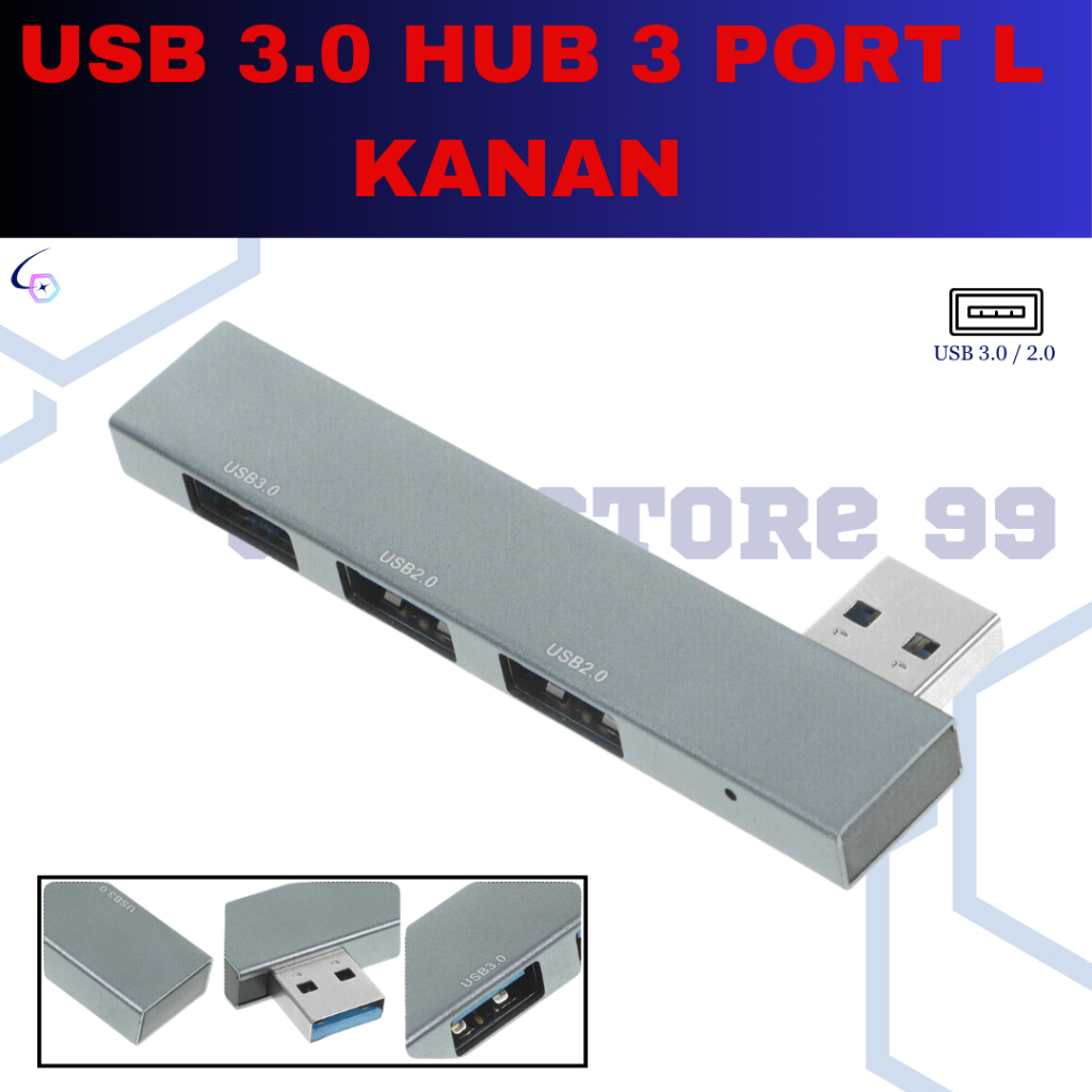 USB HUB 3.0 MINI 3IN1 3 PORT, USB 3.0 HUB 3 PORT L KANAN, FOR LAPTOP CONSOLE KEYBOARD MOUSE