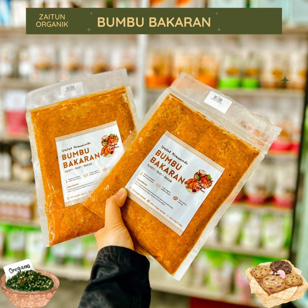 

Bumbu Bakaran | Bumbu Bakar Ayam | Bumbu Bakar Bebek | Bumbu Bakar Ikan | Tanpa Santan | Tanpa MSG | Zaitun Organik