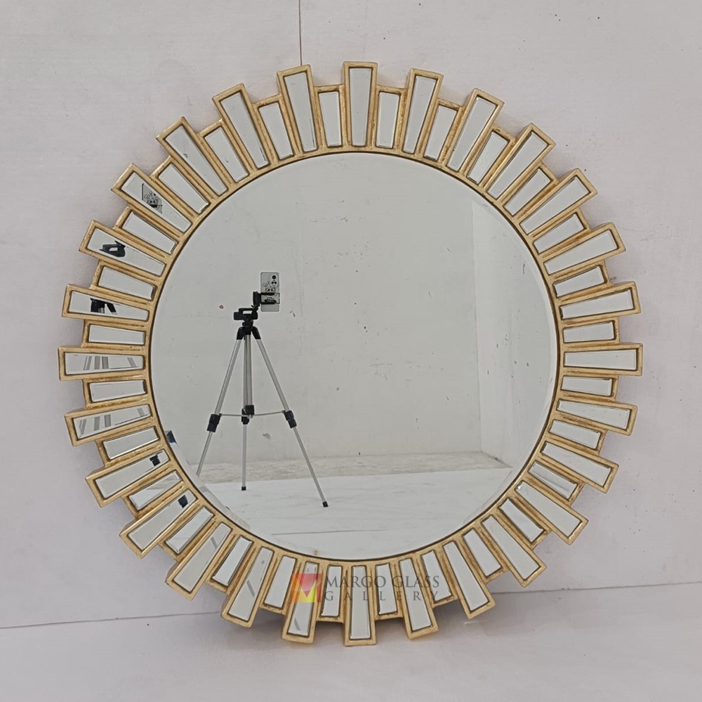 Cermin Bulat besar gold/cermin dinding bulat gantung dia 120cm