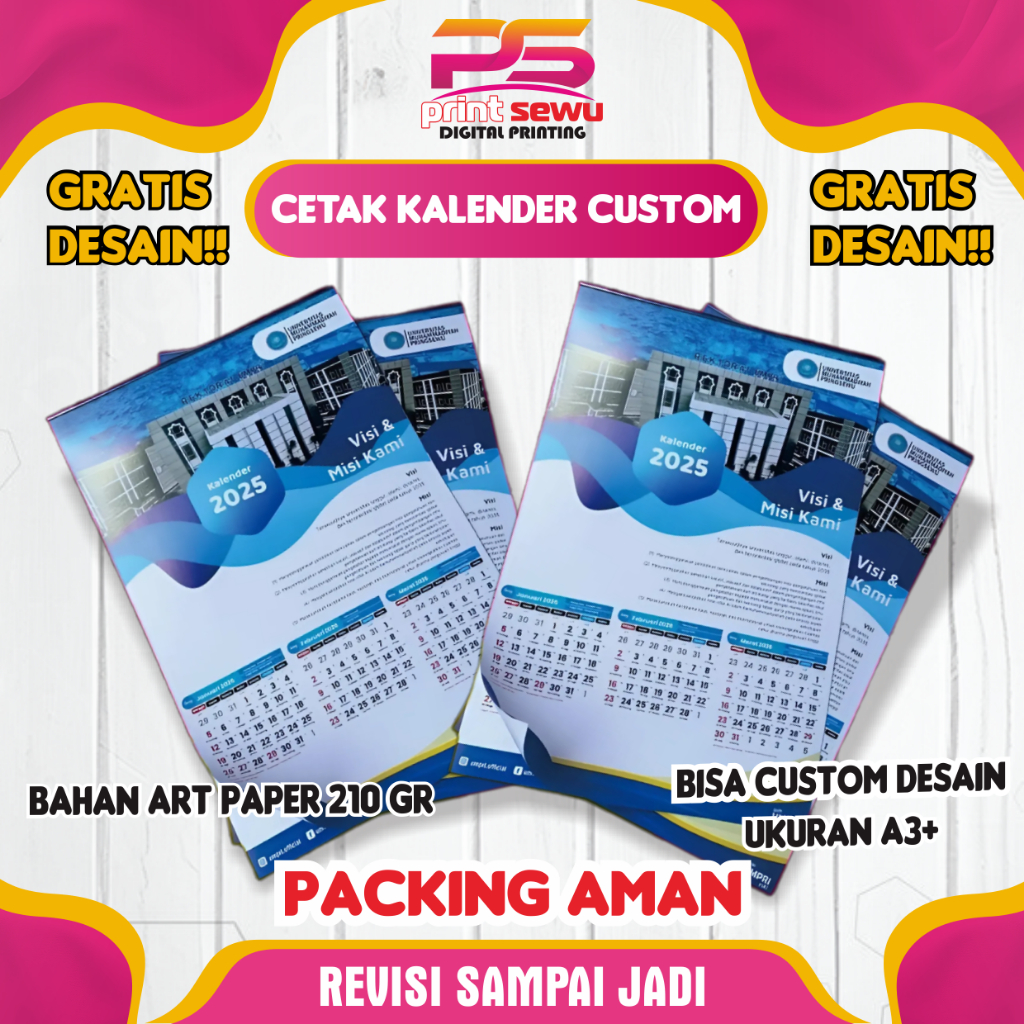 

CETAK KALENDER CUSTOM 2025 | GRATIS DESAIN | UKURAN A3+ | REVISI SAMPAI JADI | BISA SATUAN