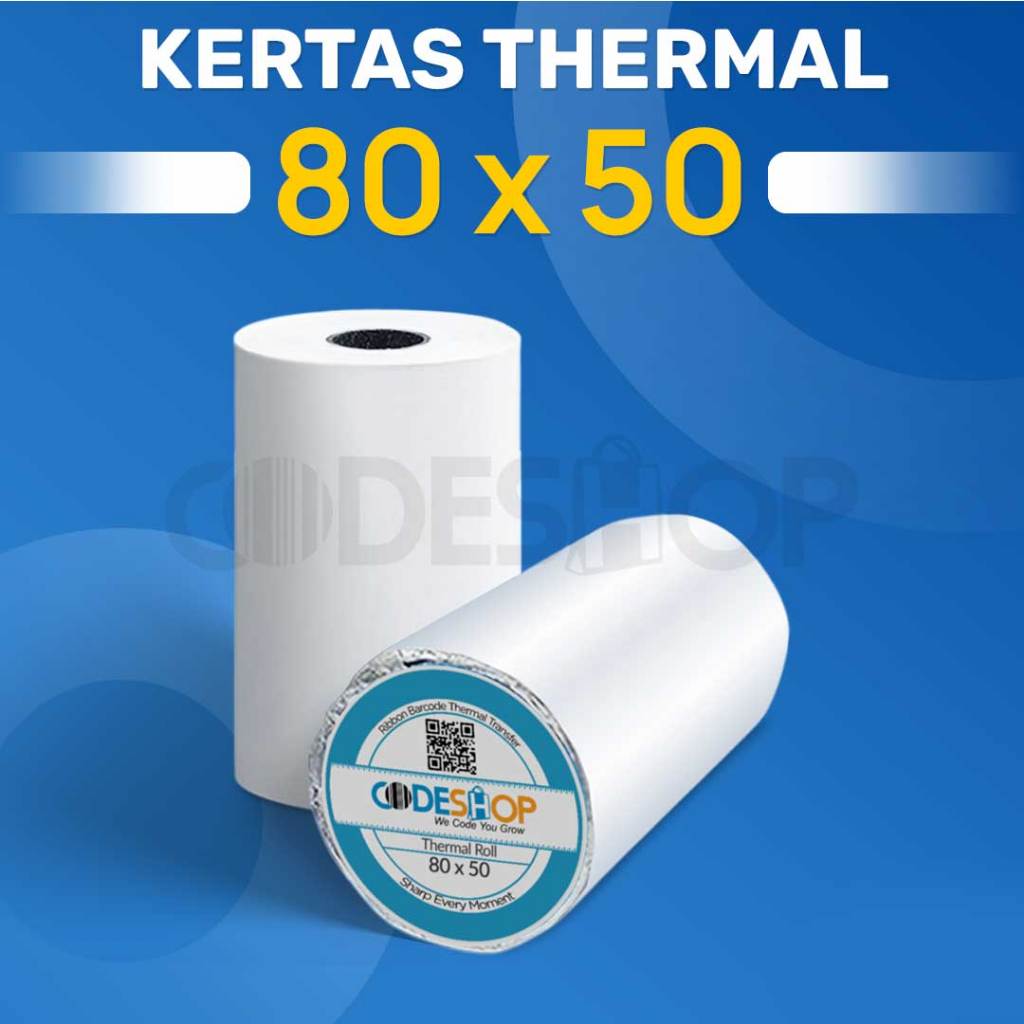 

Kertas Cetak Struk Kasir Codeshop 80 x 50mm Isi 10 Roll / 1 SLOP