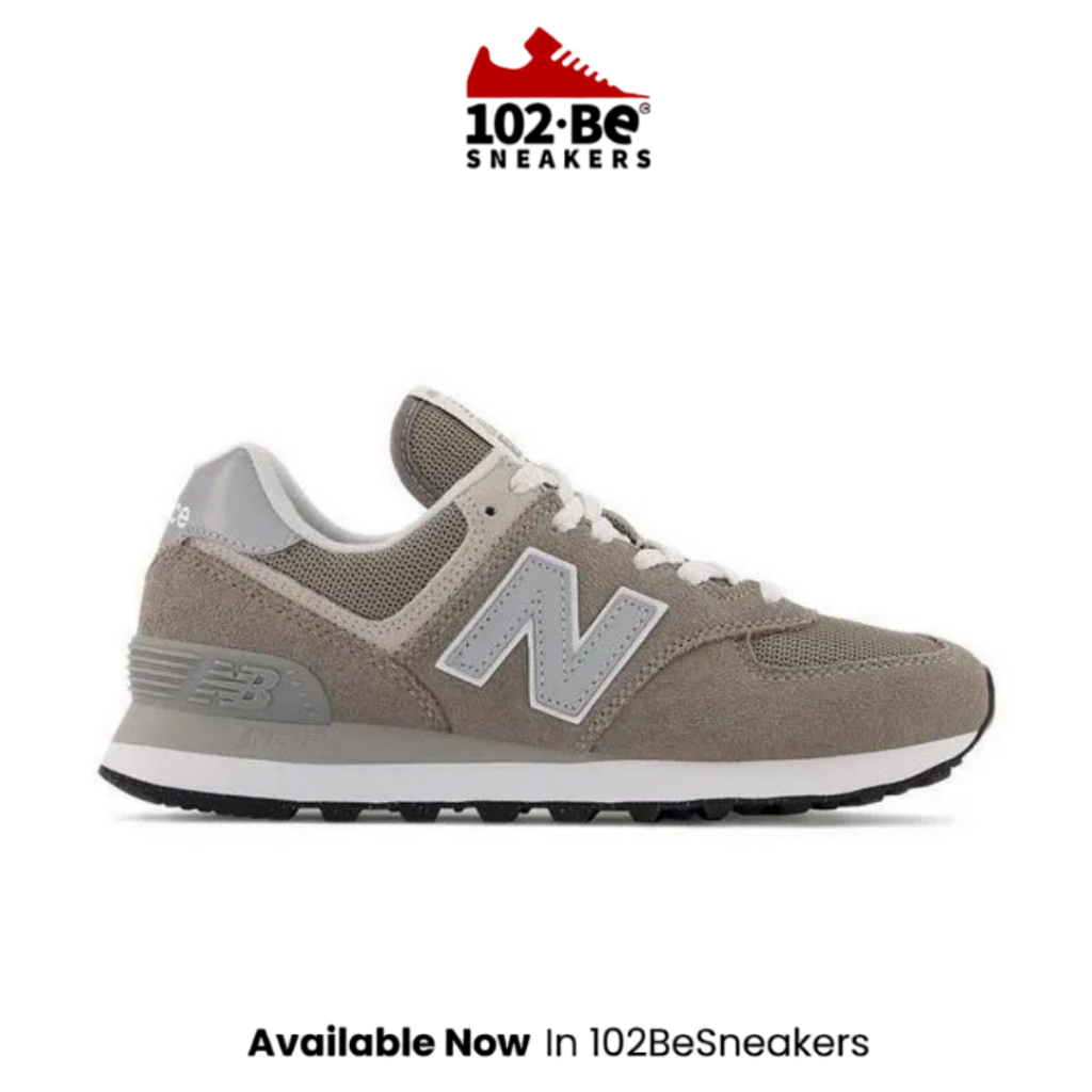 Sepatu Sneakers New Balance 574 EVERGREEN Women's Sneakers - Grey with White Original