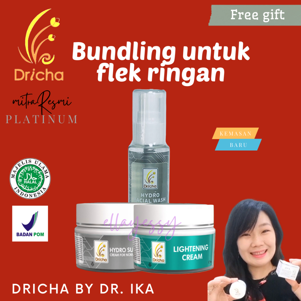 Dricha bundling fw hydro+sunscreen hydro+lightening cream(paket untuk flek pemula)