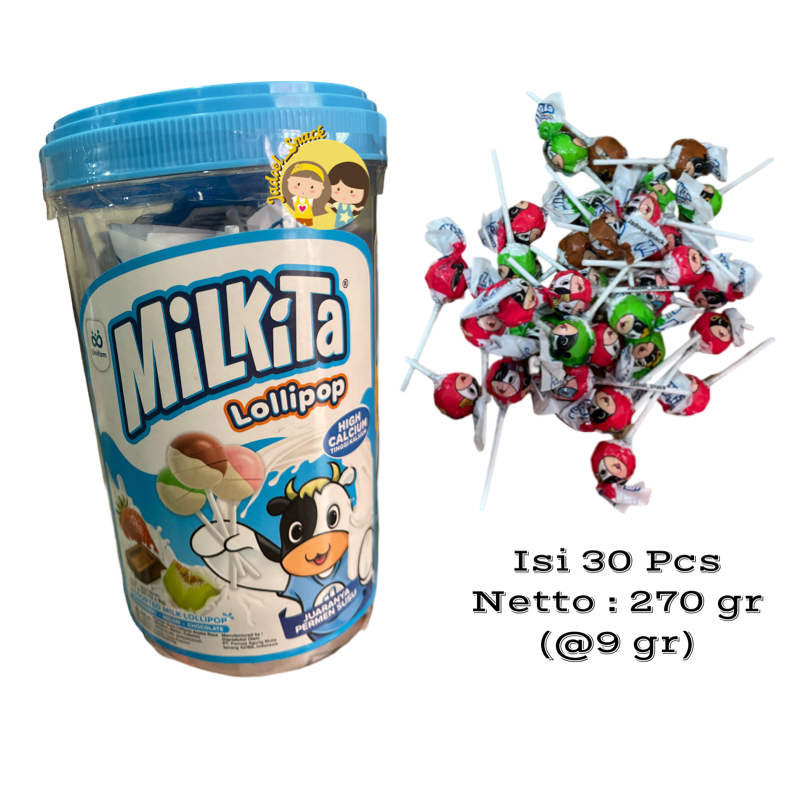 

Permen Lolipop Milkita Toples 30 X 9 Gr Rasa Cokelat Strawberry Melon by Jadoel_Snack