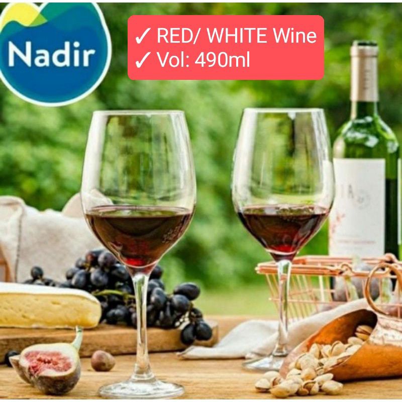 Gelas Red Wine Kaki 490ml (set isi 1pcs) NADIR 7056/ Stem Red Wine Glass NADIR BARONE 7056