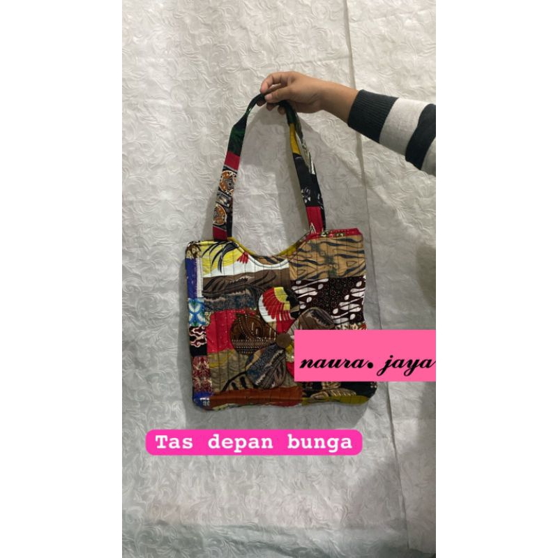 tote bag tas depan bunga kain perca batik tas souvenir