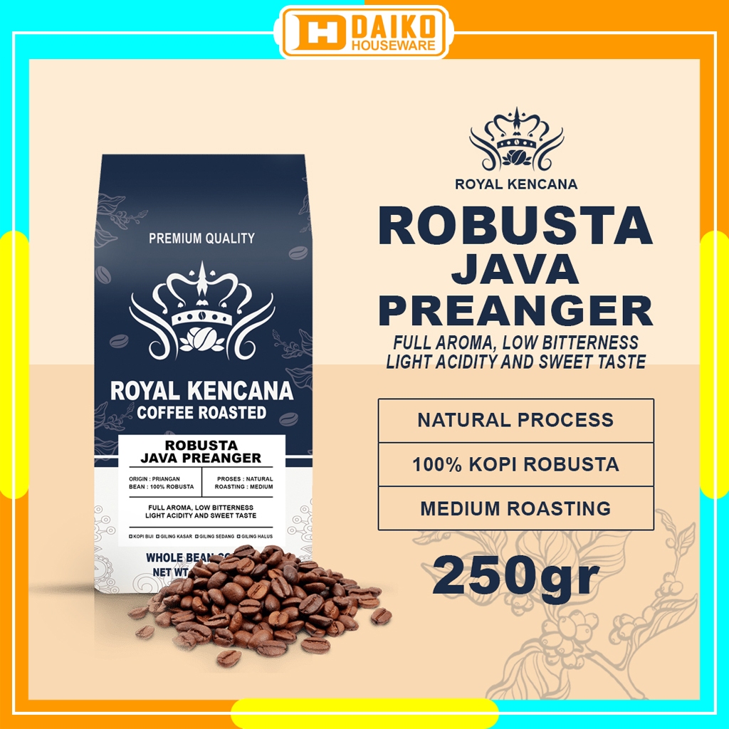 

Royal Kencana Robusta Java Preanger Premium Quality Coffee Roasted 250gr - Whole Bean Medium Roast Specialty Coffee