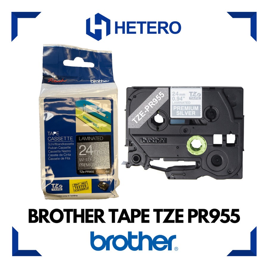 

BROTHER Color Tape TZE-PR955 White on Premium Silver, 24mm