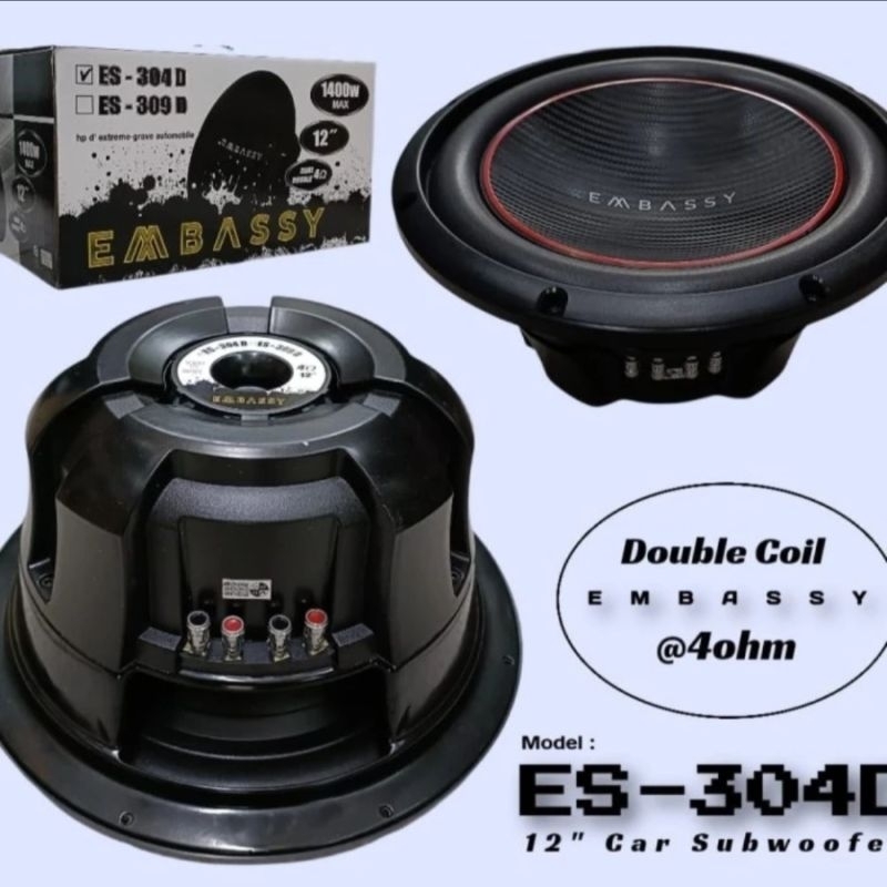 SUBWOOFER 12 Inch SUPER BADAK DOUBLE COIL EMBASSY ES-304D