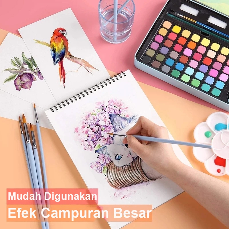 

mh Giorgione Cat Air 36/48 Warna Watercolor Set Alat Cat Air (Termasuk Kuas Dan Kertas Gambar) Hh