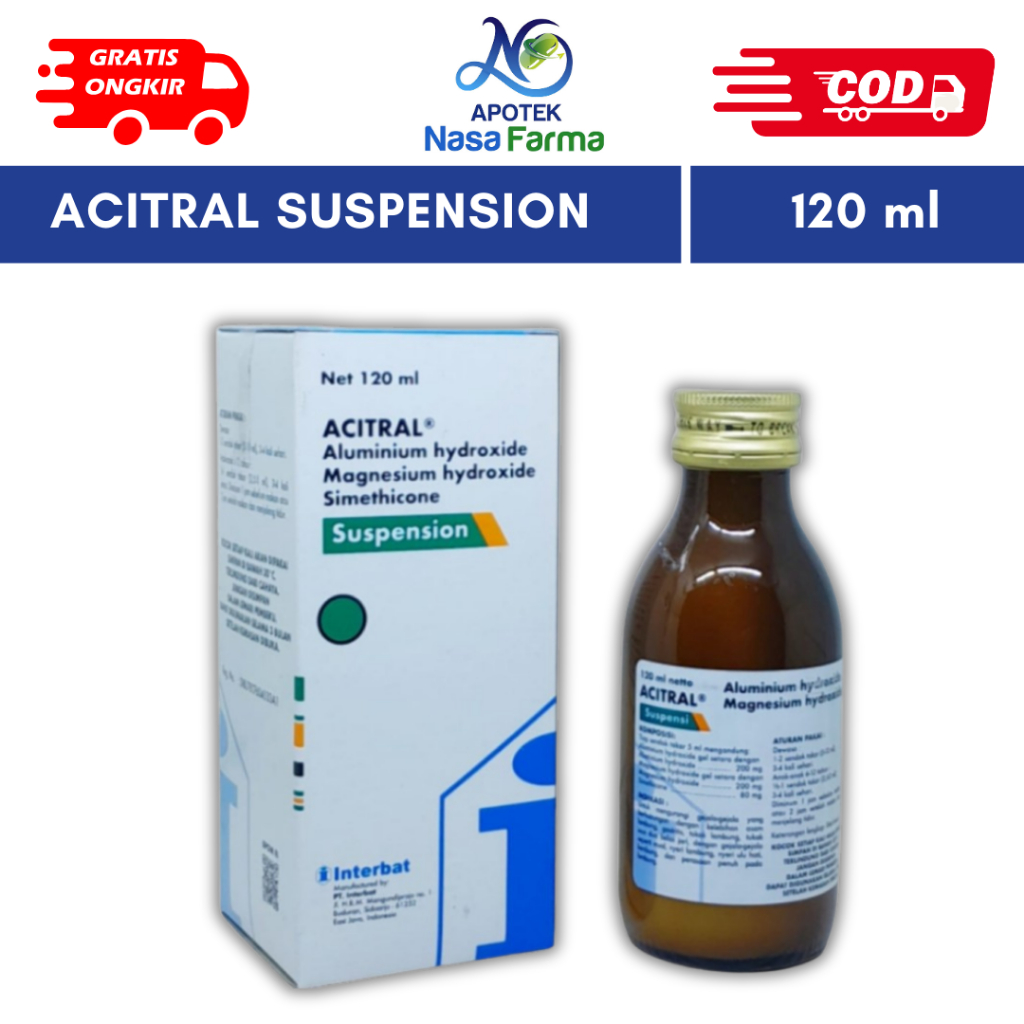 ACITRAL Syrup - 120ML / Suspensi Obat Asam Lambung Maag Kembung Nyeri Perut