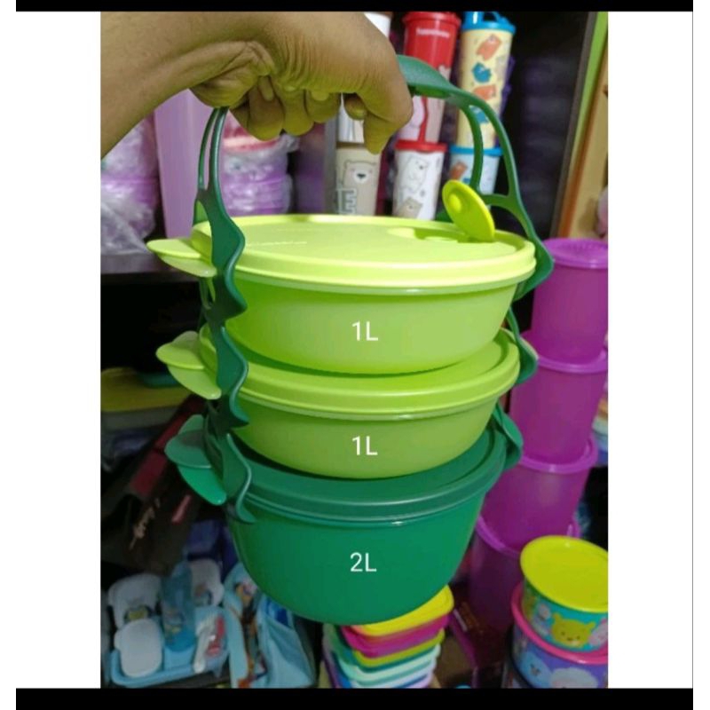 Promo Rantang makanan Carry all bowl  3 susun tupperware  with handle