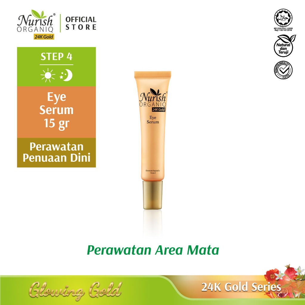 NURISH ORGANIQ [TWIN PACK] 24K Gold Eye Serum 15ml x 2 Pcs - Perawatan Kecantikan Essense & Serum Wa